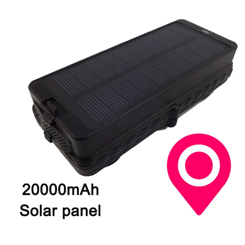 

Solar Panel GPS Tracker Real 20000mAh Rechargeable Battery Tracking Locator Free Software Location Car Vehicle