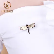 GEM'S BALLET 1.05Ct натуральная винтажная Дымчатая кварцевая брошь 925 пробы Серебряная ручная работа Стрекоза Броши для женщин хорошее ювелирное изделие