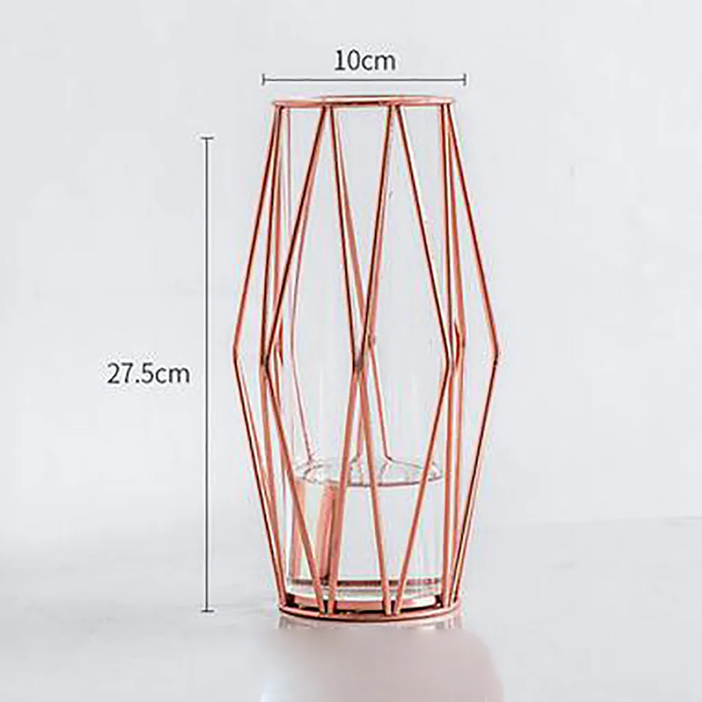 В скандинавском стиле, розовая золотая металлическая Роскошная ваза, креативная гидропонная ваза с контейнером, орнамент, имитация растений в горшках, элегантный Декор для дома