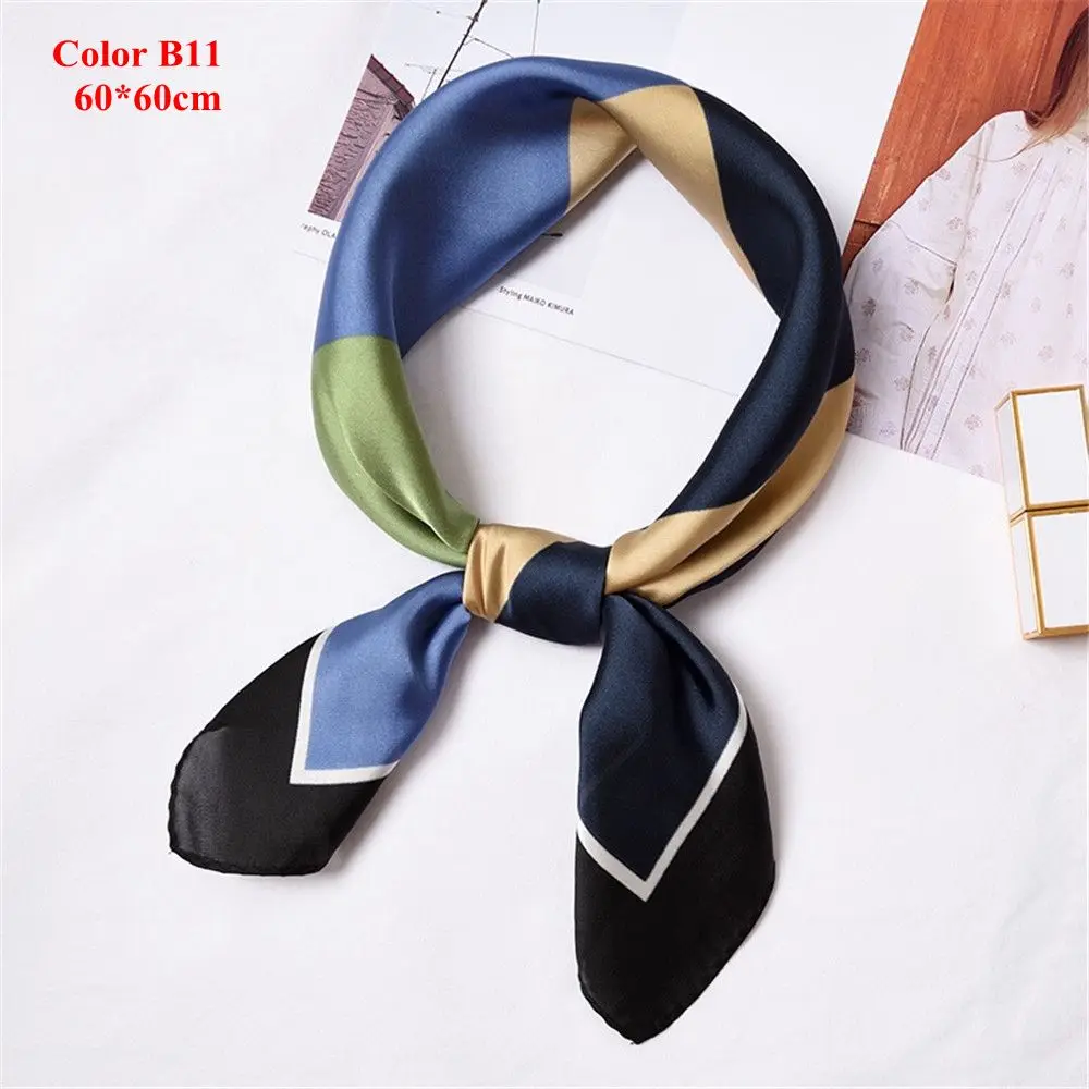 Okdeals Летний 50*50 см женский винтажный квадратный шелковый атласный шарф облегающий элегантный головной убор повязка для волос - Цвет: Color B11