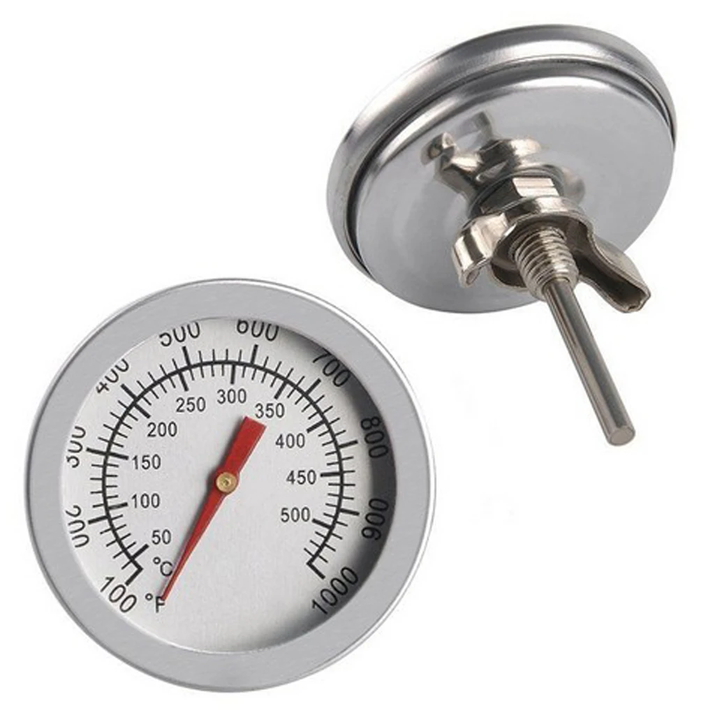 Stainless Steel BBQ Charcoal Grill Pit Wood Smoker Temperature Gauge Thermometer Replacement 50-500℃ / 100-1000 ℉