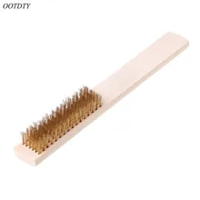 OOTDTY медная проволока латунь Briste деревянная ручка скребок 208 мм для очистки металла