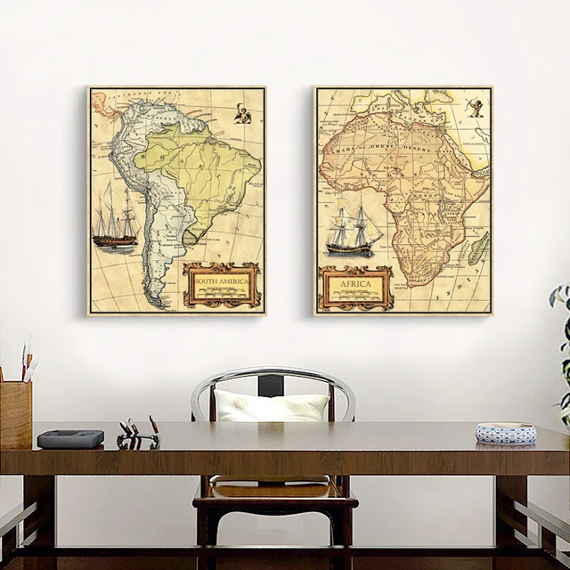 World Map Canvas Painting Vintage Oil Paint Africa South America Map ... World Map Canvas Painting Vintage Oil Paint Africa South America Map ...