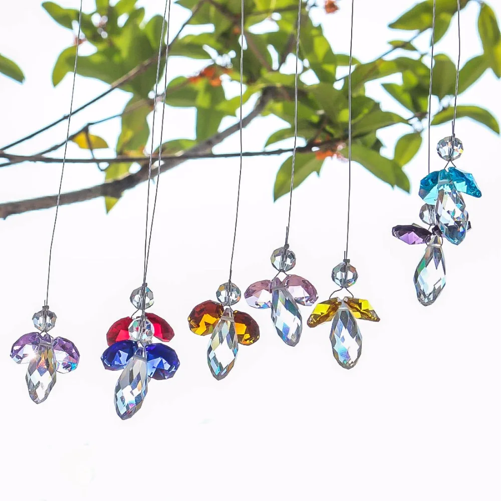 

H&D Crystal Guardian Angel Suncatcher Hanging Rainbow Maker Ball Prisms for Window (Multi-8pcs)