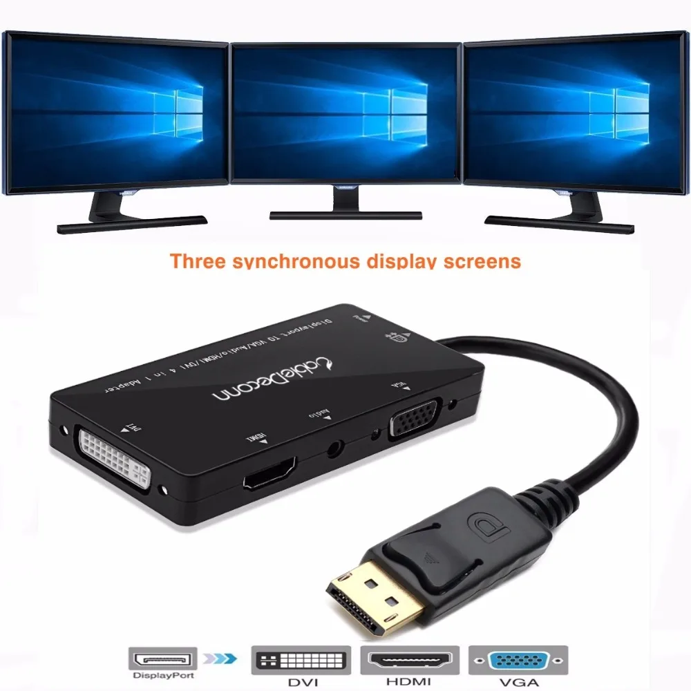 Displayport к hdmi DVI VGA конвертер DP 4 в 1 аудио USB кабель Многофункциональный адаптер для ПК компьютер монитор мультимедиа