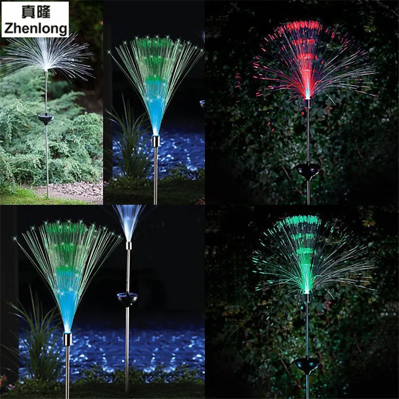 

2 Sticks Solar Fiber Lawn Light Outdoor Garden Plug In Decoration Lights Glass Lamp Colorful Discoloration