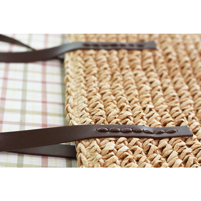 Bolso de playa de verano para mujer, bolso de ratán tejido hecho a mano, paja de gran capacidad, bolso de hombro de cuero para mujer, nuevo bohemio Bolso de playa de verano para mujer, bolso de ratán tejido hecho a mano, paja de gran capacidad, bolso de hombro de cuero para mujer, nuevo bohemio