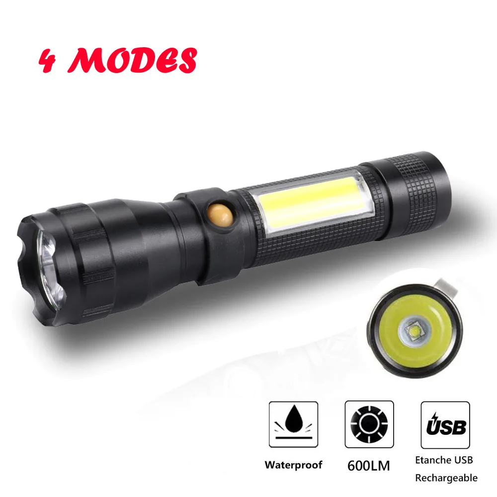 

High Quality Tactical Military LED Flashlight Torch XPG5+COB LED 4 Modes 18650 Battary Aluminum alloy Outdoor Tools Dropshipping