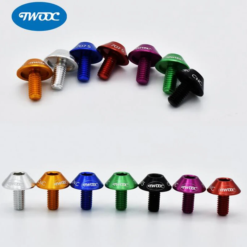 

TWOOC 2 pcs/lot Bicycle Water Bottle Holder Mount Bolts 7 Colors M5*10mm Screw Hex-headed to Install Bike Bottle Cage Rack