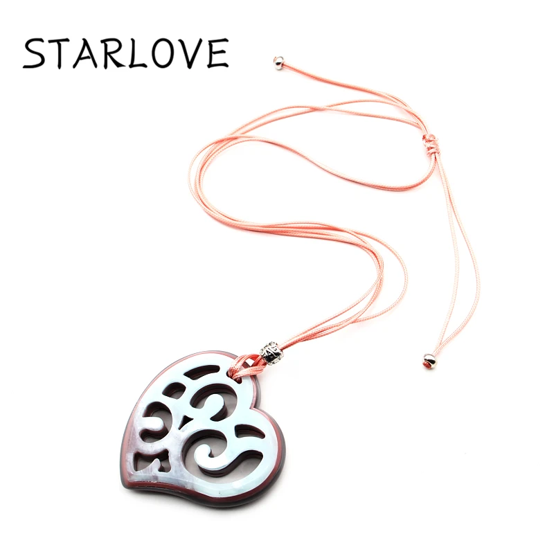 

Necklaces & Pendants Long Chain heart Pendant for women Fashion Pink Color Maxi Steampunk Collares Vintage Statement Necklace