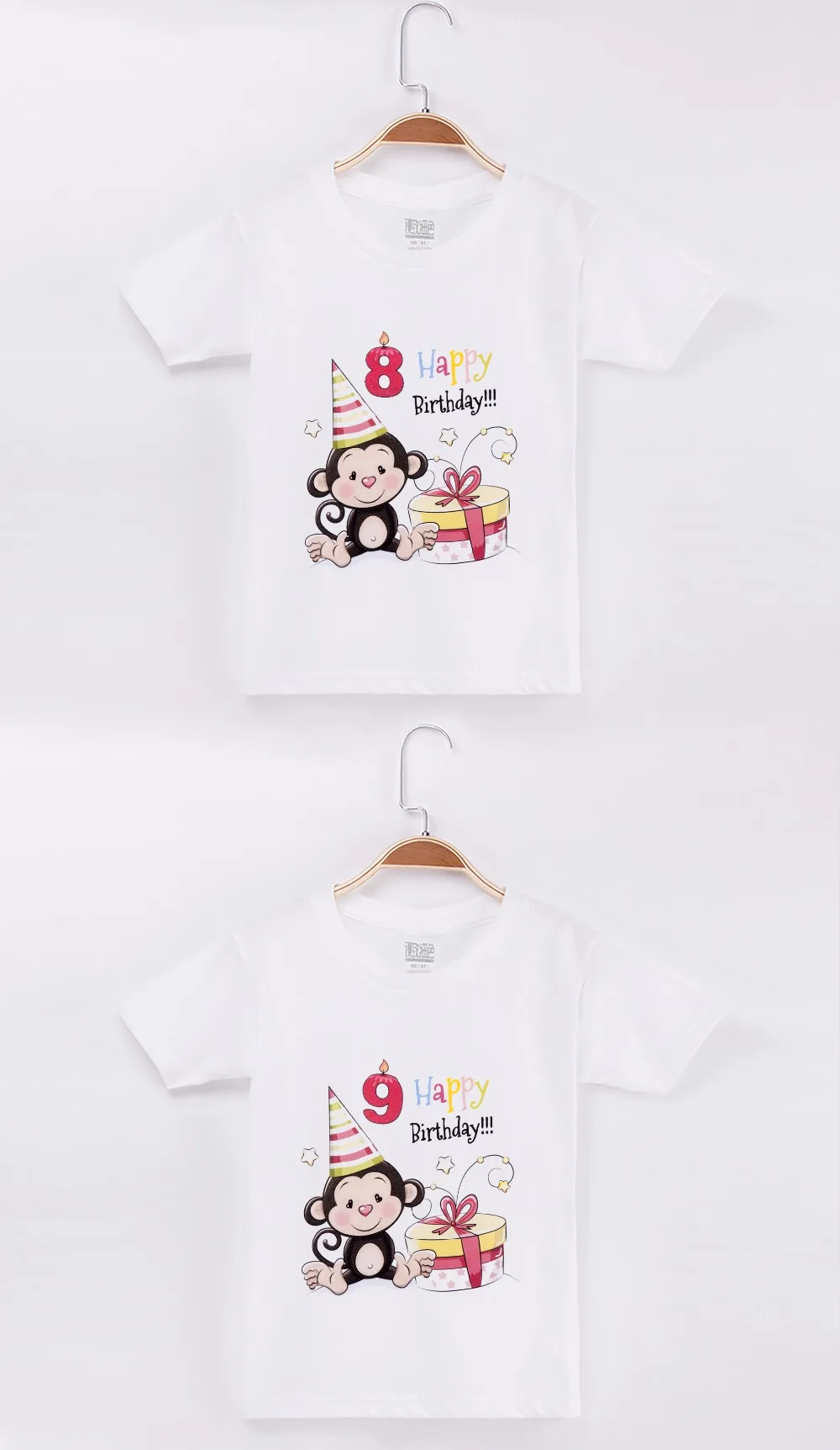 Roupas de Aniversário para Meninos Crianças dos Desenhos Conjunto de Roupas de Bebê 2019 Kawaii Macaco t Shirt 100% Algodão Animados Menina Cobre Crianças Camisas Marca 8 Aniversário Para Meninos 100% Algodão Crianças Dos