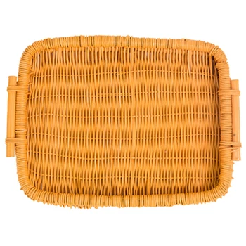 

Woven Bread Roll Basket Food Desktop Service Basket Fruit Basket Bread Tray Rattan And Wicker Basket Desktop Storage Picnic Ba
