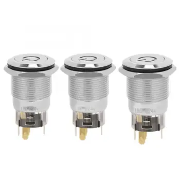 

40Pcs Automatic Reset Flat Head Light with Power Supply Label Metal Button Switch BEM-19-11DS 24VDC 5 Solder Feet