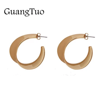 

Simple Charms Vintage Metal Concave C-shaped Stud Earrings Irregular Circle Big Statement Earrings Pendientes Brincos