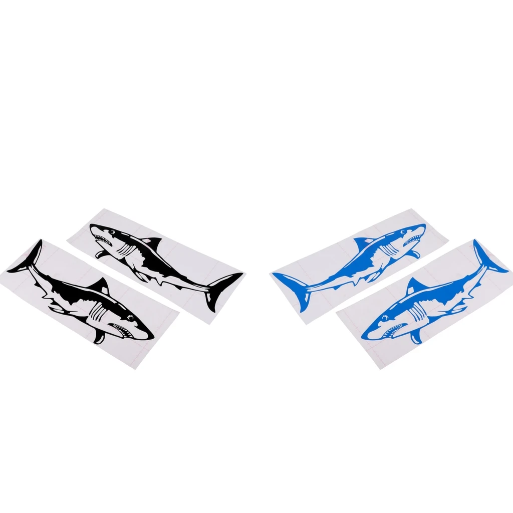 1 Pair Large Durable PVC Shark Sticker Funny Decals for Kayak Fishing Ocean Boat Canoe Dinghy Raft DIY Accessories