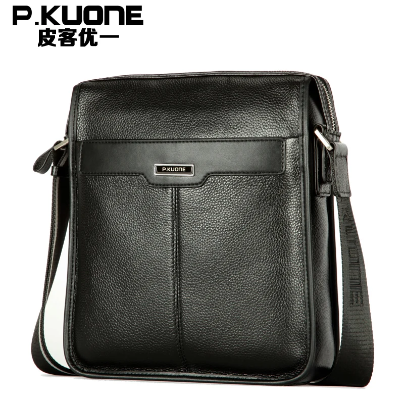 

High Quality Best Real Genuine Leather Cowhide Black / Coffee Small Men Messenger Bags Shoulder Bags #M112811-1