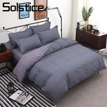 

Solstice Home Textile Plaid Bedding Sets Teen Adult Boy Girls Linen Suit King Queen Twin Duvet Quilt Cover Pillowcase Flat Sheet