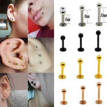 1 pièces 18G/16G 316L acier chirurgical balle Labrets Stud anneau oreille Tragus Cartilage balle lèvre anneau boucles d'oreilles corps Piercing bijoux(China)