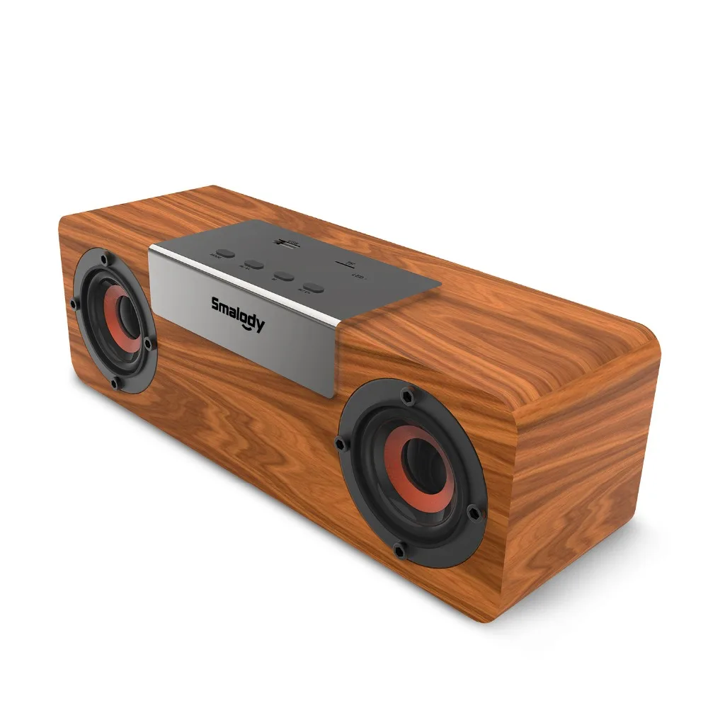 

Smalody Bluetooth Speaker Portable Wooden Wireless Speakers Stereo Mini Subwoofer TF Slot FM Radio TWS function