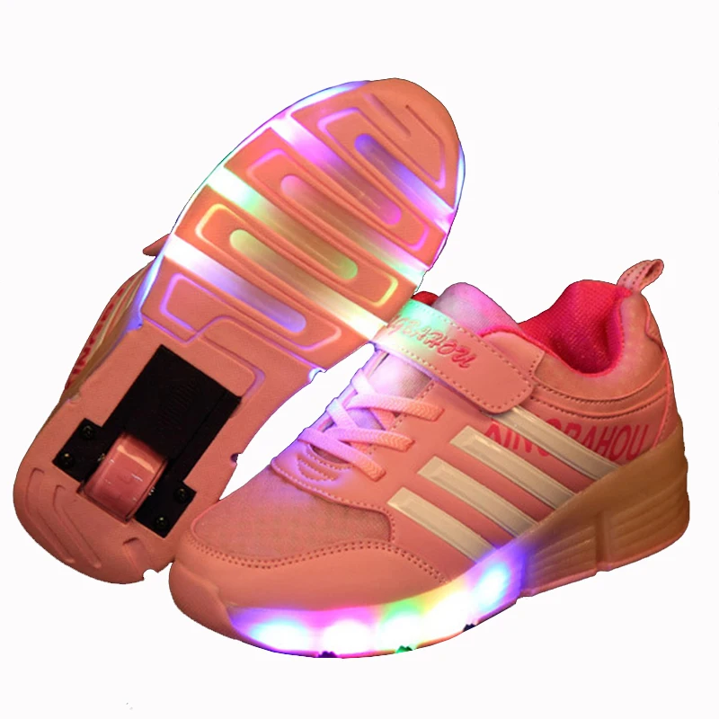 

Hot Cool Boys Shoes 2019 Luminous Sneakers Children Glowing Sneakers Kids Light up Shoes for Girls Boys Roller Shoes with Wheels