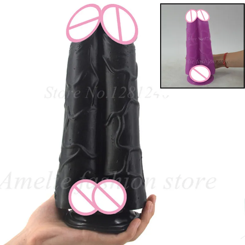 

FAAK Double Dildo Siamesed Dong Realistic Penis With Strong Sucker Huge Big Dildos Ribbed Man Dick Sex Toys For Women Lesbian