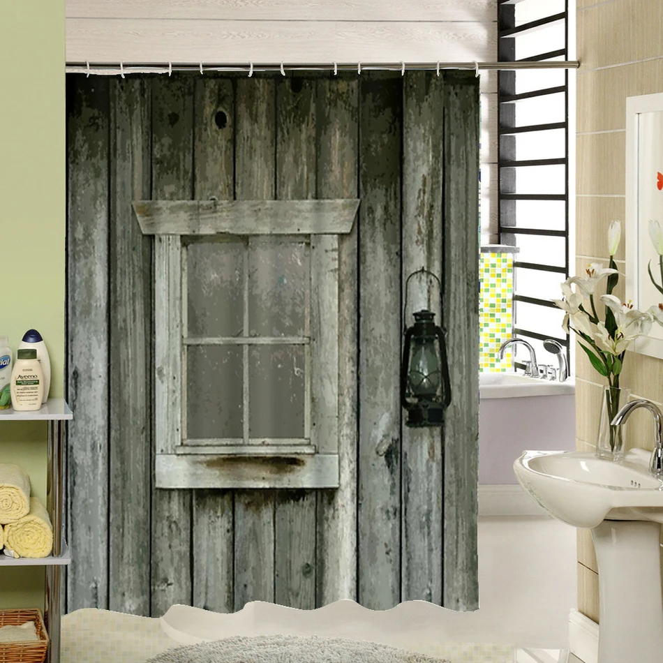 Polyester Shower Curtain Old Bronze Wooden Garage Door Vintage Rustic American Country Style Bathroom Decor Art In Curtains From Home Polyester Shower Curtain Old Bronze Wooden Garage Door Vintage Rustic American Country Style Bathroom Decor Art In Curtains From Home