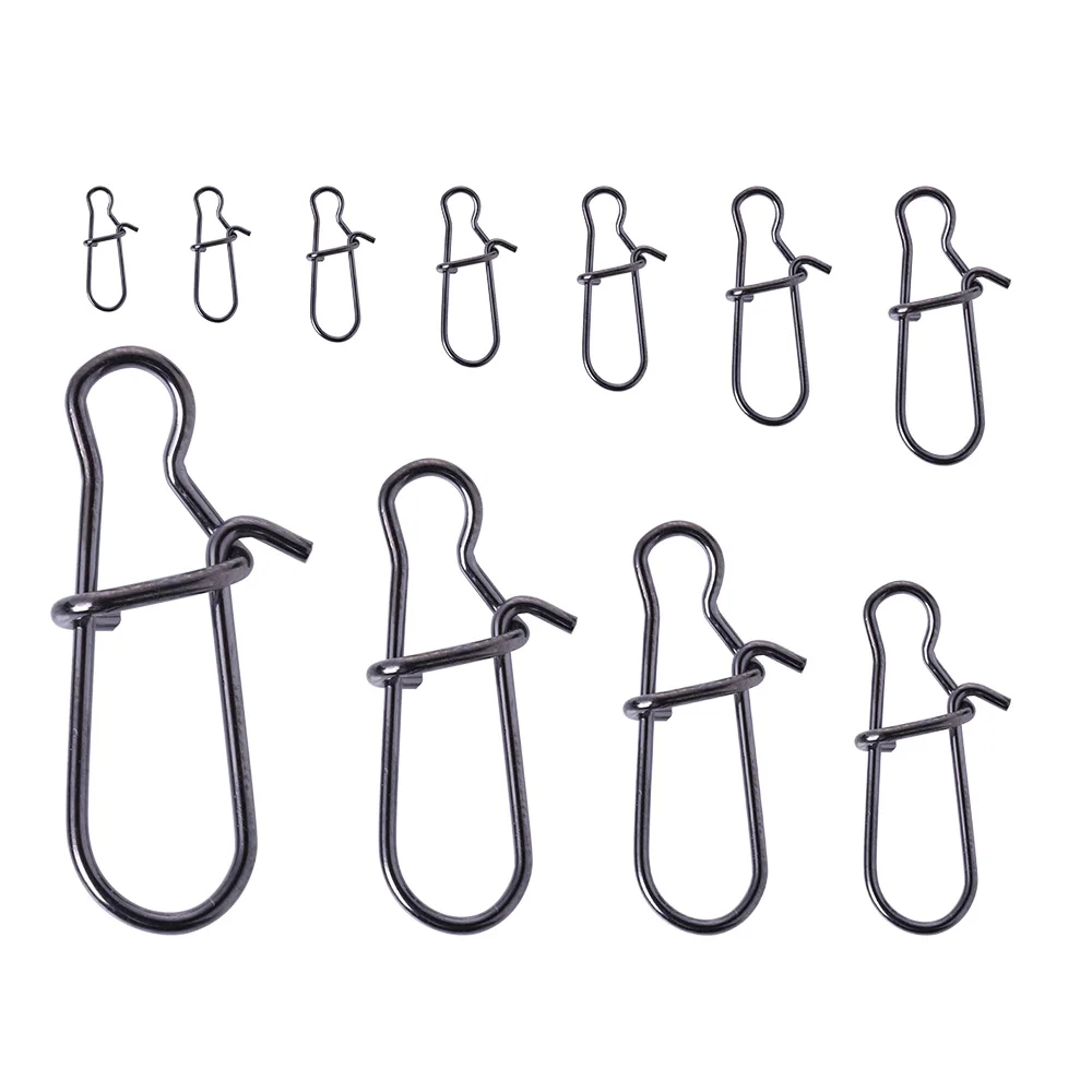 

50pcs a Lot Snap & Swivels Stainless Steel Fishing Hook Safety Snaps Connector Fishing Tool Accessories