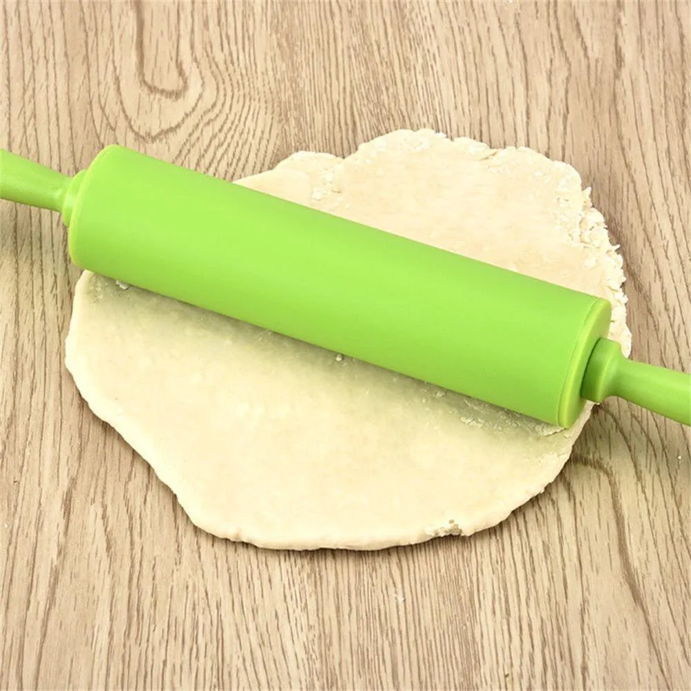

baking roller Non Stick Plastic Handle Silicone Rolling Pin Cake Baking Tools Kitchen Tool cookie roller Bakeware ##