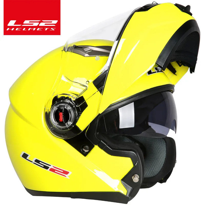 Capacete ls2 ff370 moto rcycle шлем casco de moto кафе шлем для гонщика Флип Полный лицо двойной объектив козырек capacetes de moto ciclista - Цвет: yellow