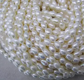 

Unique Pearls jewellery Store 4.5-5MM Natural White Rice Freshwater Pearl Loose Beads DIY Jewelry Material LS052