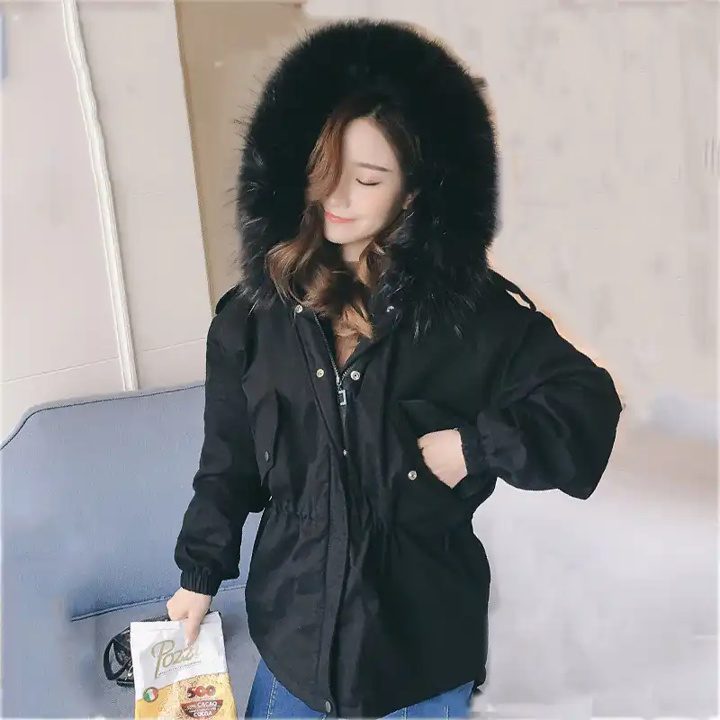 2019 New arrival fashion Korea style damska kurtka zimowa krótka luźna duża, futrzana z kapturem płaszcz damski solidny płaszcz żeński parka 2019 New arrival fashion Korea style damska kurtka zimowa krótka luźna duża, futrzana z kapturem płaszcz damski solidny płaszcz żeński parka