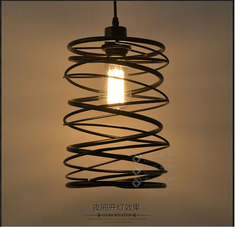 

Americian Country Loft Style Iron Pendant Lamp Industrial Retro Dining Light Spin Shade Bedroom Living Room Lamp Free Shipping