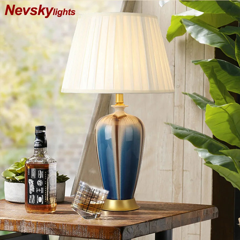 

Ceramic copper Table Lights Bedroom Lighting lampara led escritorio bedside lamp LED Bedside Hotel Study lampara mesa noche