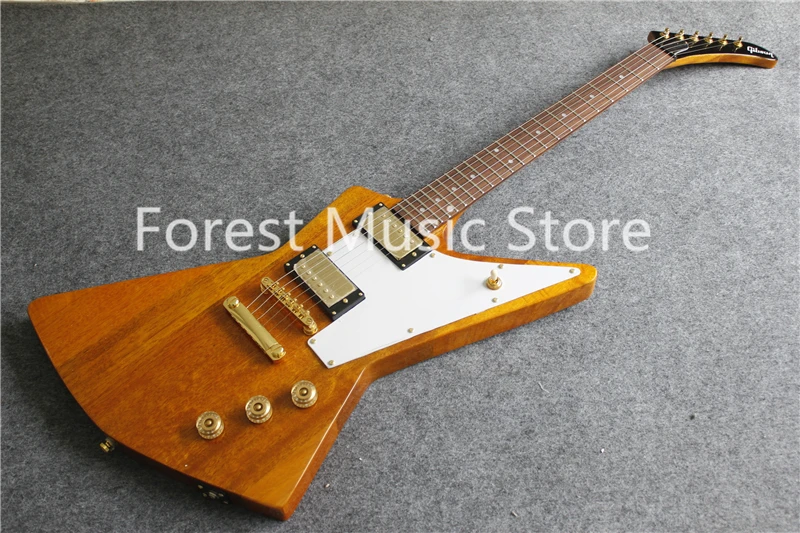 

Hot Selling Yellow Finish Explorer Flying V Electric Guitar With Gold Hardware For Sale