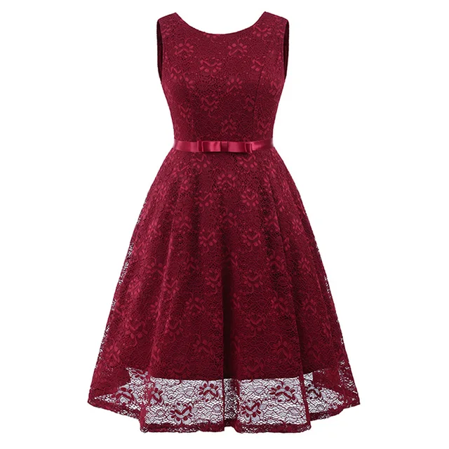 Queenus 2018 Spring Carnival Women Lace Dress Burgundy A Line Lace up ...