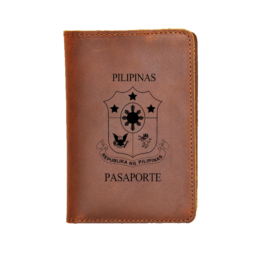 

New Philippine Passport Holders Travel Wallet 100% Cowhide Leather Travel Cover Passport Case Functional Card ID Holders