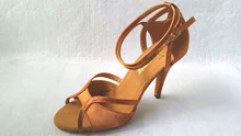 New Women Tan Satin Ballroom Latin Dance Shoes Salsa Dance Shoes Latin Salsa Dancing Shoes