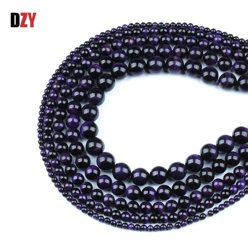 Натуральный камень фиолетовый тигровый глаз Агаты Круглый Loose бусы 15 &quotStrand4 на