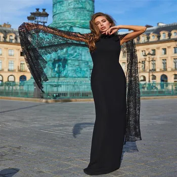 

CIEMIILI 2019 Luxury Women Dress Fashion Celebrity Party Bodycon Bandage Dresses Sexy O Neck Vestido Black Spring Clothes