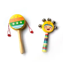 1 шт. деревянная погремушка и 1 шт. деревянный колокольчик милая детская Радужная коляска для кроватки деревянный звонок для велосипеда палка встряхиватель погремушка детская игрушка подарок