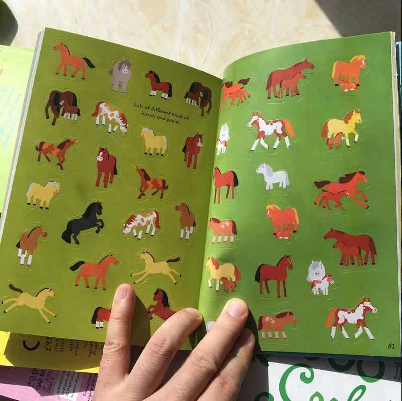 21*15,2 см детская 1000 многоразовая мультяшная наклейка s/Kids Baby Horse динозавр крутая летняя книги с наклейками для школы Kindergarden