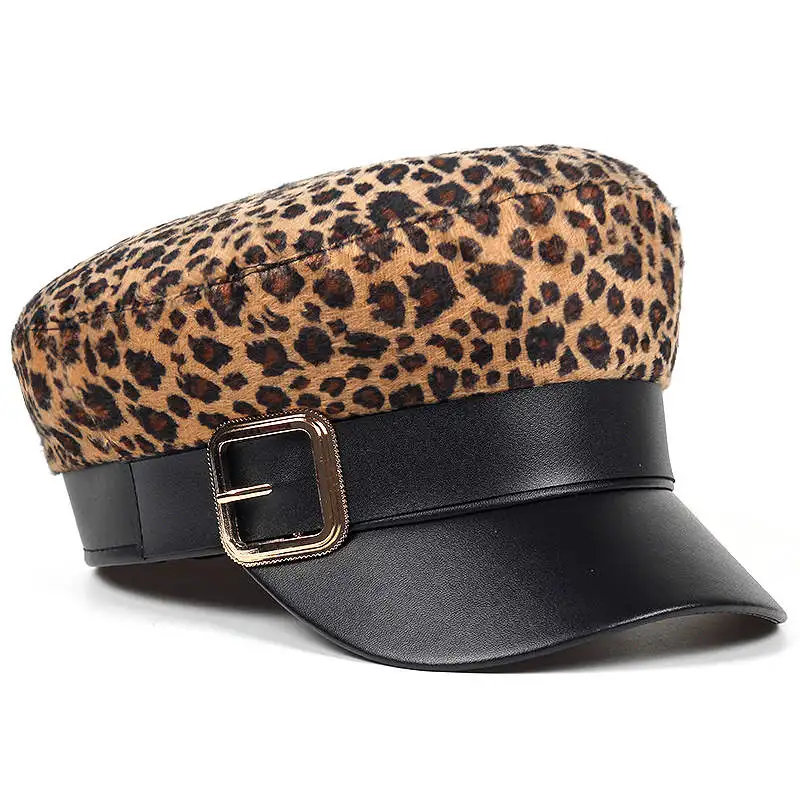 VORON, женская мода, берет, Леопардовый принт, темно-синяя шапка ...