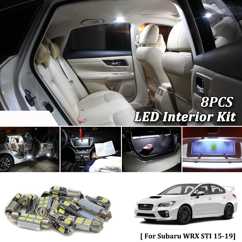 8x White Canbus Led Car Interior Lights Upgrade Kit For 2015