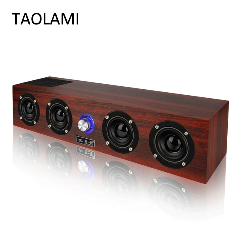 

Wooden Wireless Bluetooth Speaker Portable Subwoofer Handfree Sound bar For iPhone/Android/ With Voice Prompt TF Music Player
