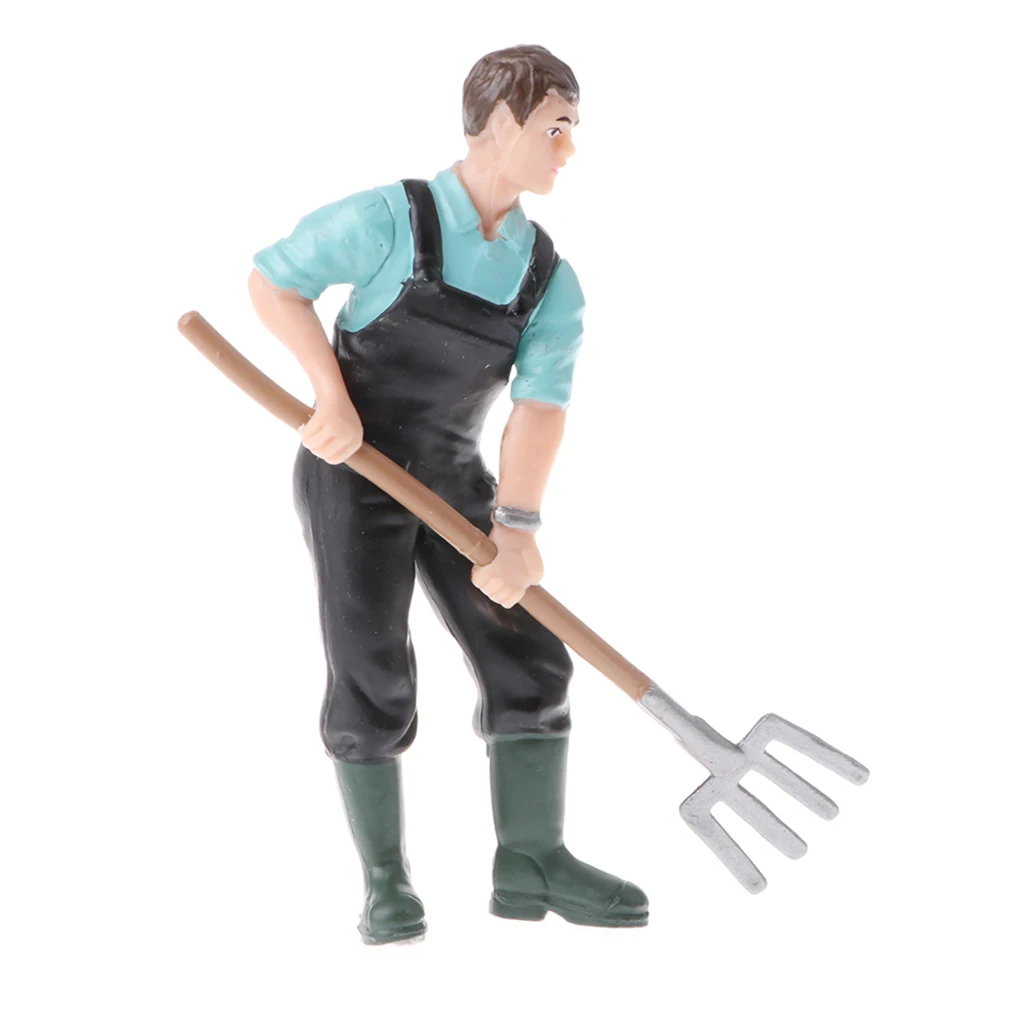 Simulation People Model Farmer with Rake Action Figures Kids Toy Gift