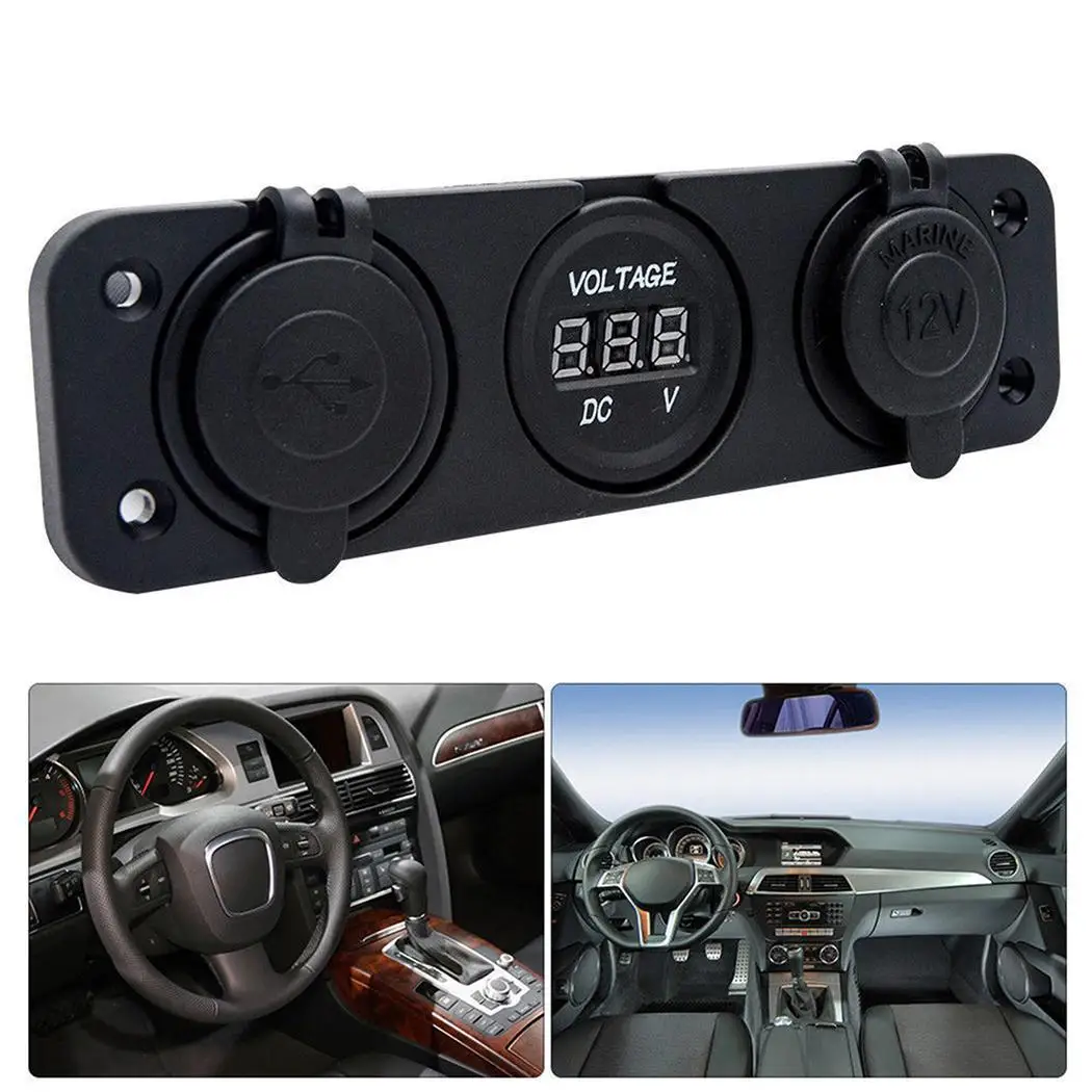 12 V-24 V Dual USB Автомобильное зарядное устройство Напряжение Дисплей авто сигареты 103g 5V Зажигалка для сигарет розетка Зарядное устройство выход адаптера питания 6 V-33 V
