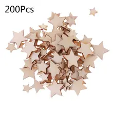 200 шт лазерная резка дерево звезда украшение деревянная форма ремесло Свадебный декор DIY ремесло
