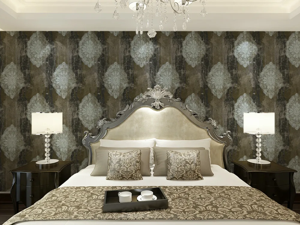 HaokHome Luxury European Style Distressed flower Vinyl wallpaper 3d Retro Textured living room bedroom Home Wall Decor HaokHome Luxury European Style Distressed flower Vinyl wallpaper 3d Retro Textured living room bedroom Home Wall Decor