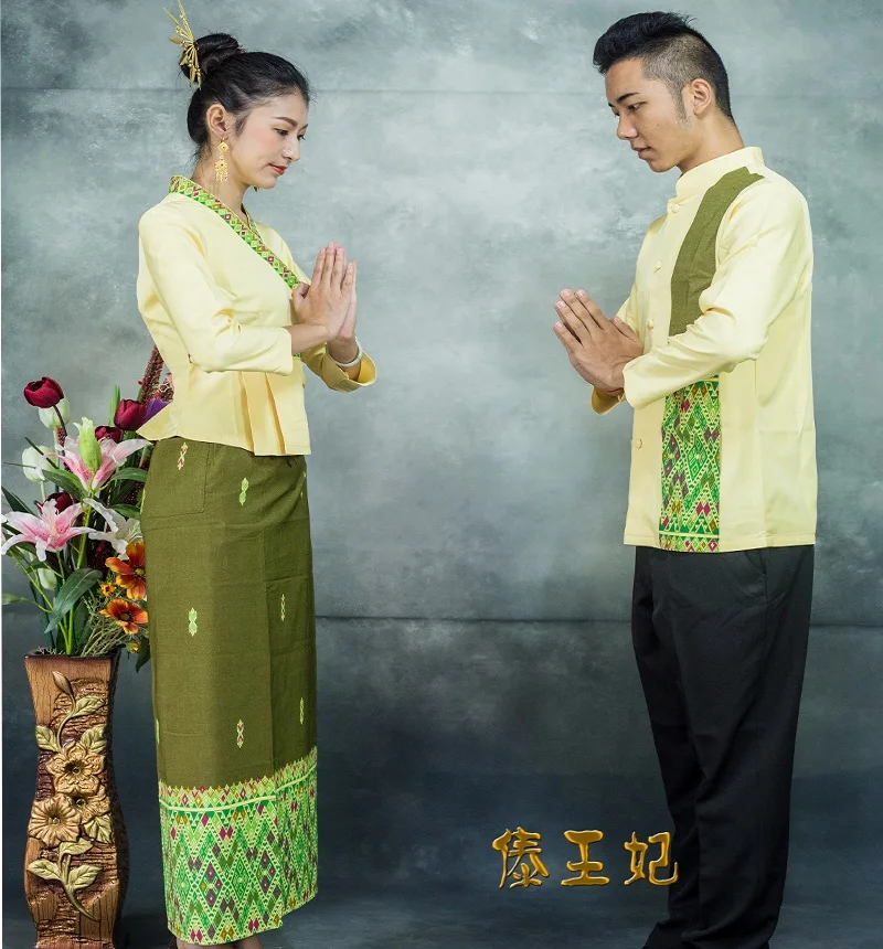 

Southeast Asia Lao Kampuchea Burma Thailand Hotel work clothes autumn winter overalls long sleeved buff waiter shop labour suits