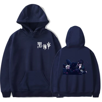 

2019 Black Butler Print Hoodie Women Ladies Hooded Full Sleeve Sweatshirt Black Pullovers Dropshipping Oversized Hoodie Kawaii